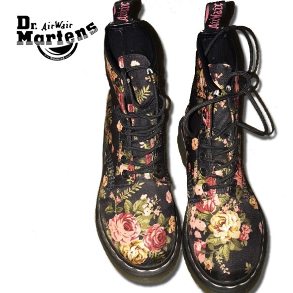 Dr. Martens Shoes - Dr. Martens Women's Floral Canvas Combat Boots